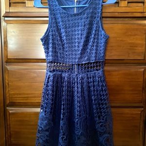 Francesca’s Blue Crochet overlay dress.